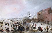 A Scene on the Ice near a Brewery Hendrick Avercamp